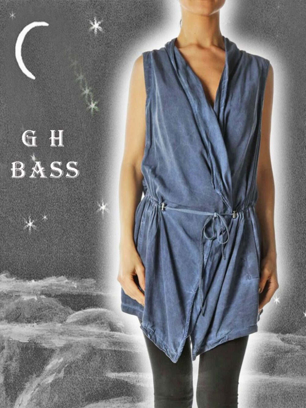 Denim Blue Mini Dress Tunic Long Vest with Pockets! Cyberpunk Techwear
